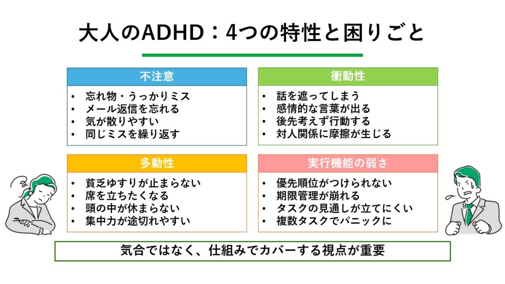 大人のADHDとは?生じやすい困りごと