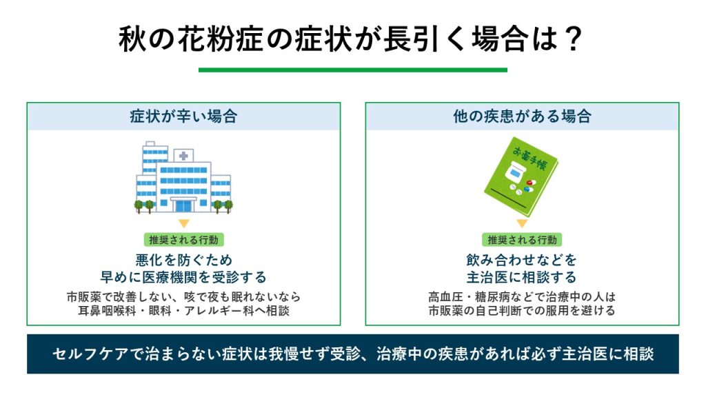 秋の花粉症の症状が長引く場合は?